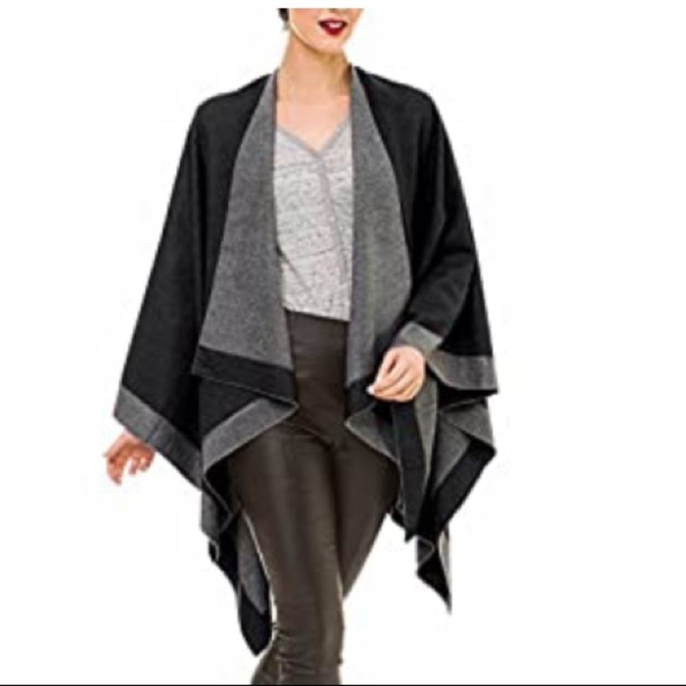 Women's Shawl Wrap Poncho Cape Cardigan Sweater Open Front - Picture 1 of 6